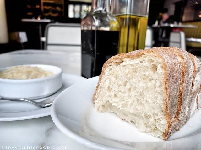 Fresh bread with olive oil and balsamic vinegar at Fabbrica at Shops at Don Mills in North York