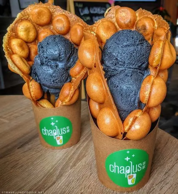 Sesame Bubble Waffle at Chaplus Bubble Tea in Markham