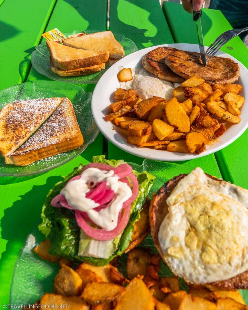 Perth Pork Platter and Perth Pork Breakfast Burger at Madelyn's Diner in Stratford, Ontario