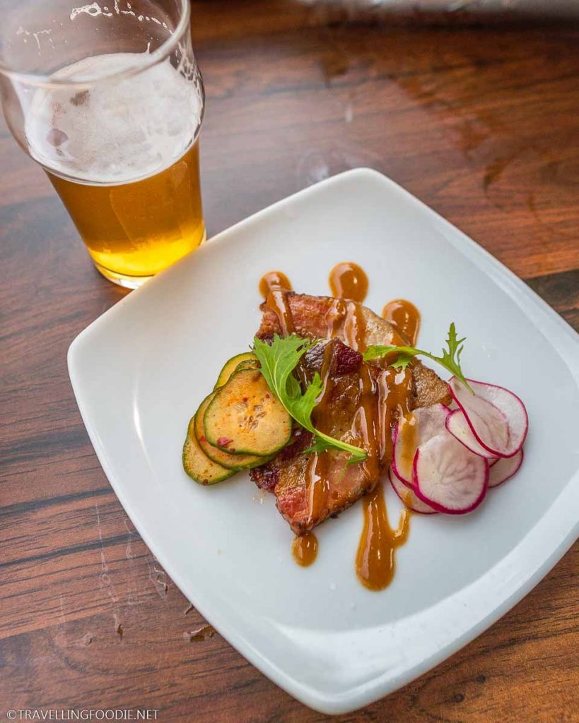 Bacon with Peanut Sauce and Beer at Mercer Kitchen in Stratford, Ontario