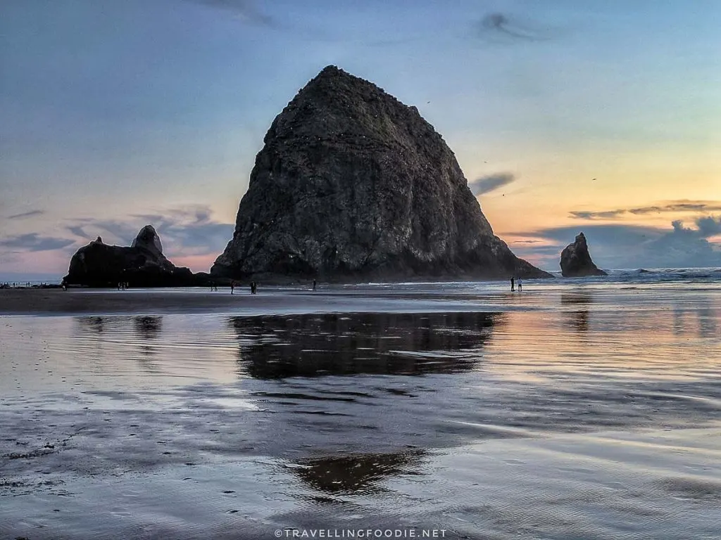 Sunset at Haystack Rock at Cannon Beach, Oregon