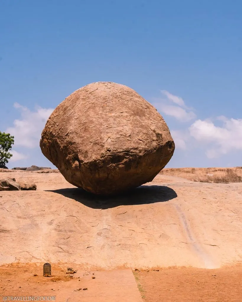 Krishna's Butterball Rock at the Group of Monuments at Mahabalipuram in India