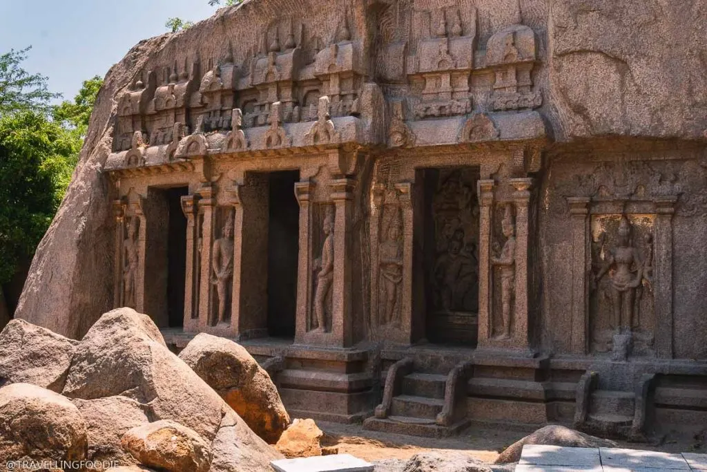 Trimurti Cave at the Group of Monuments at Mahabalipuram in India