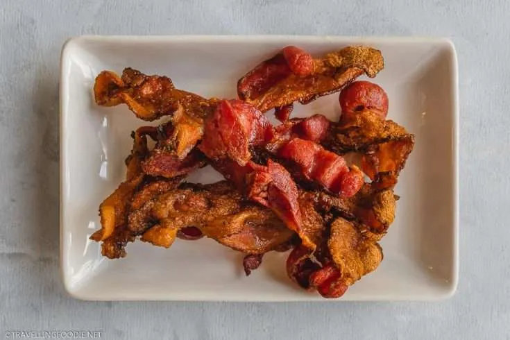 Air fried bacon on plate