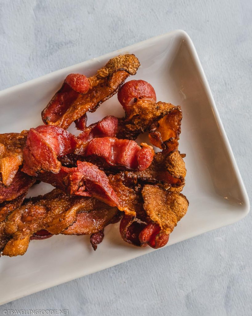 Plated bacon made in air fryer