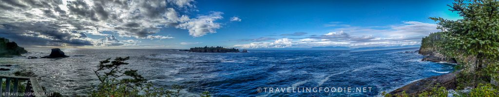 Panoramic view from raised viewing platform at Cape Flattery in Washington, USA