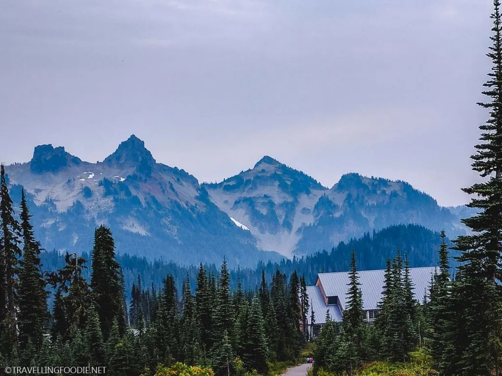 Mountain range from visitor centre at Mount Rainier National Park, Washington
