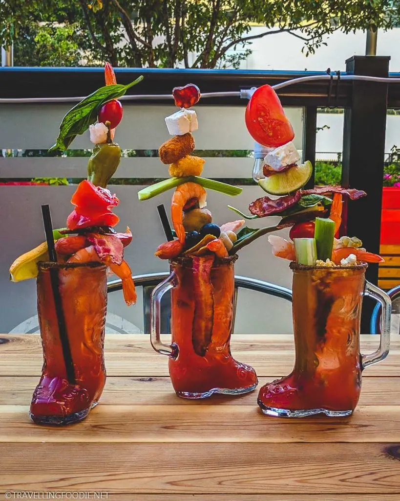 Three Caesars with Toppings at The Pint Public House in Toronto