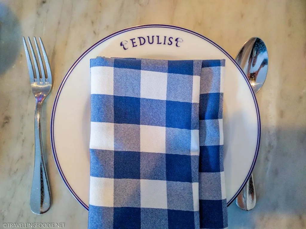 Table Setting at Michelin Star Edulis in Toronto