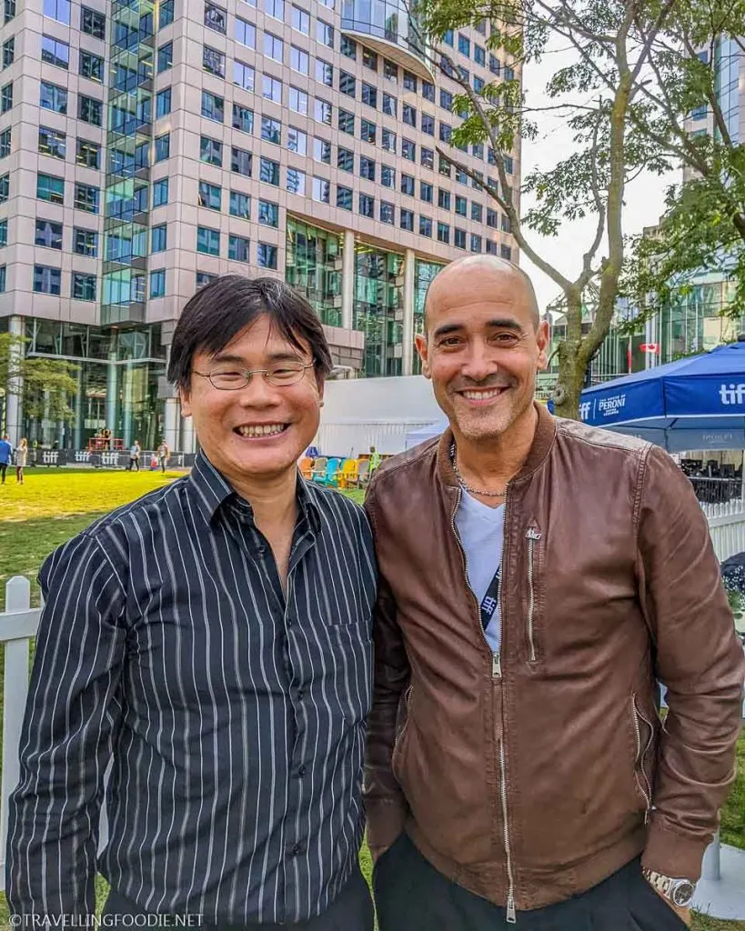 Chef David Rocco and Travelling Foodie Raymond Cua at David Pecaut Square in Toronto