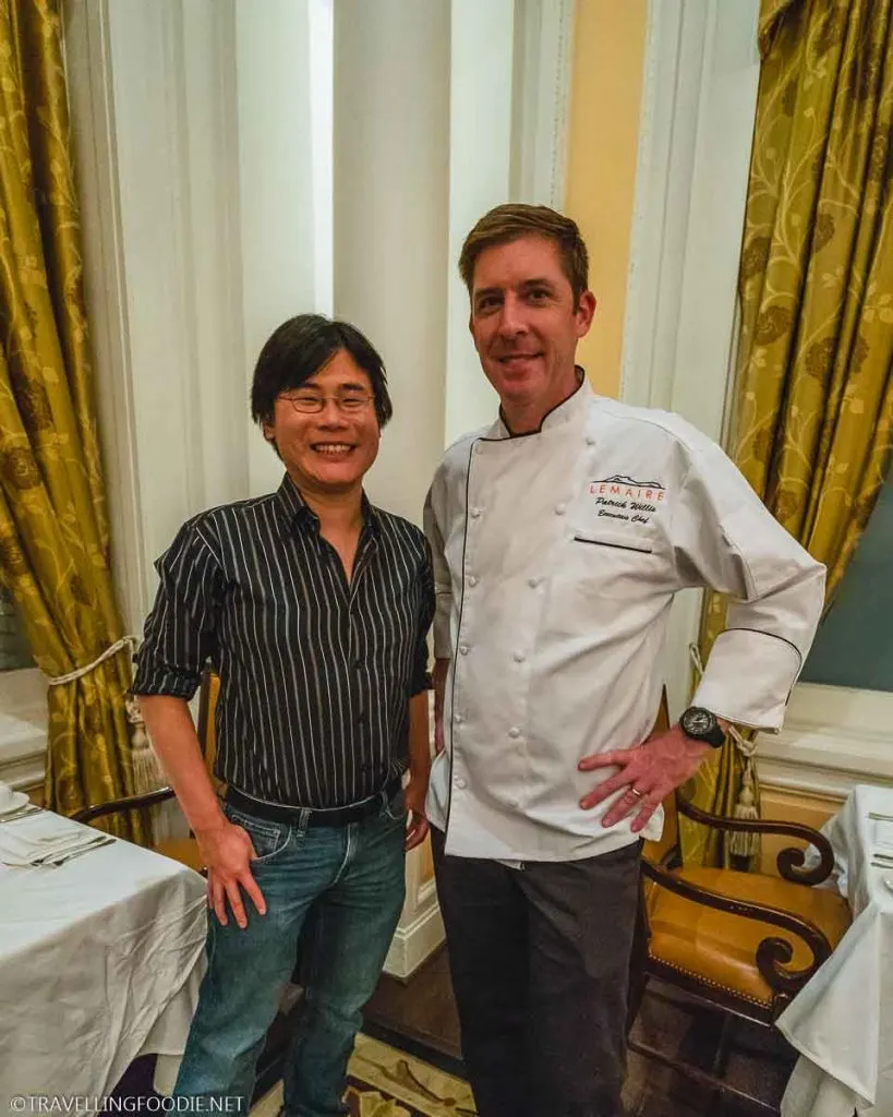 Travelling Foodie Raymond Cua and Lemaire Executive Chef Patrick Willis at The Jefferson Hotel in Richmond, Virginia