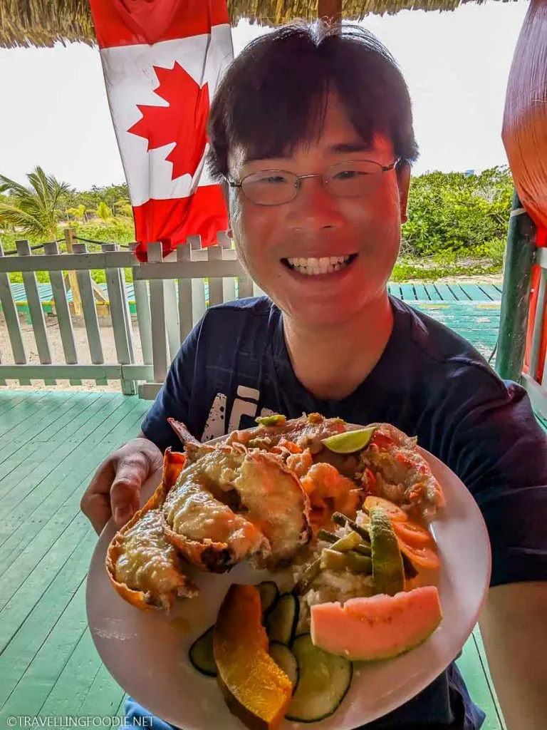 Travelling Foodie Raymond Cua enjoying seafood lunch at Ranchon Punta Rasa Lobster Shack in Cayo Guillermo, Cuba
