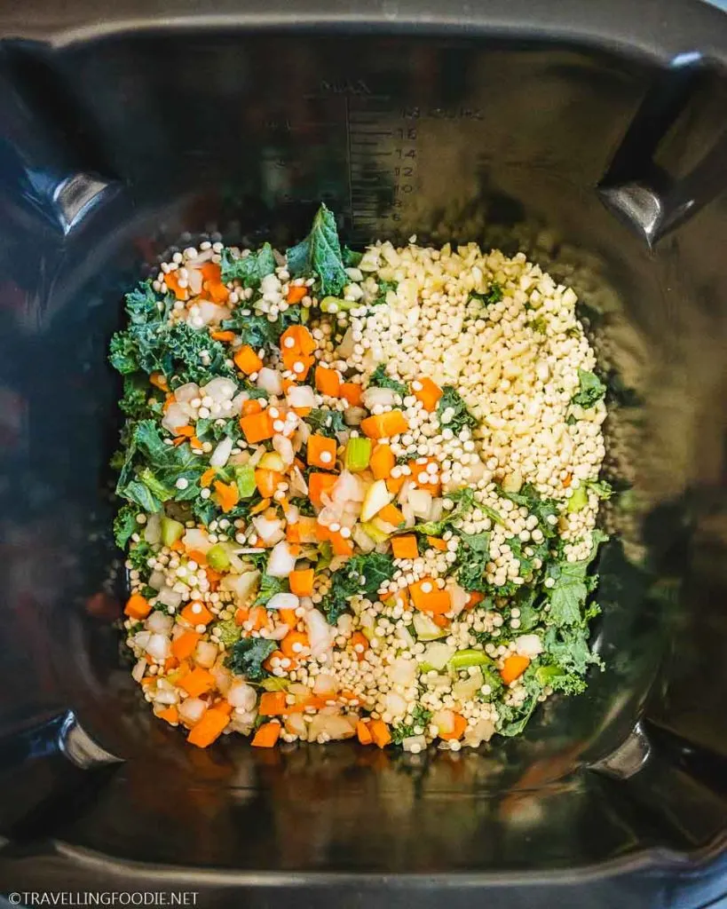 Vegetables and pearl couscous on Ninja Speedi pot