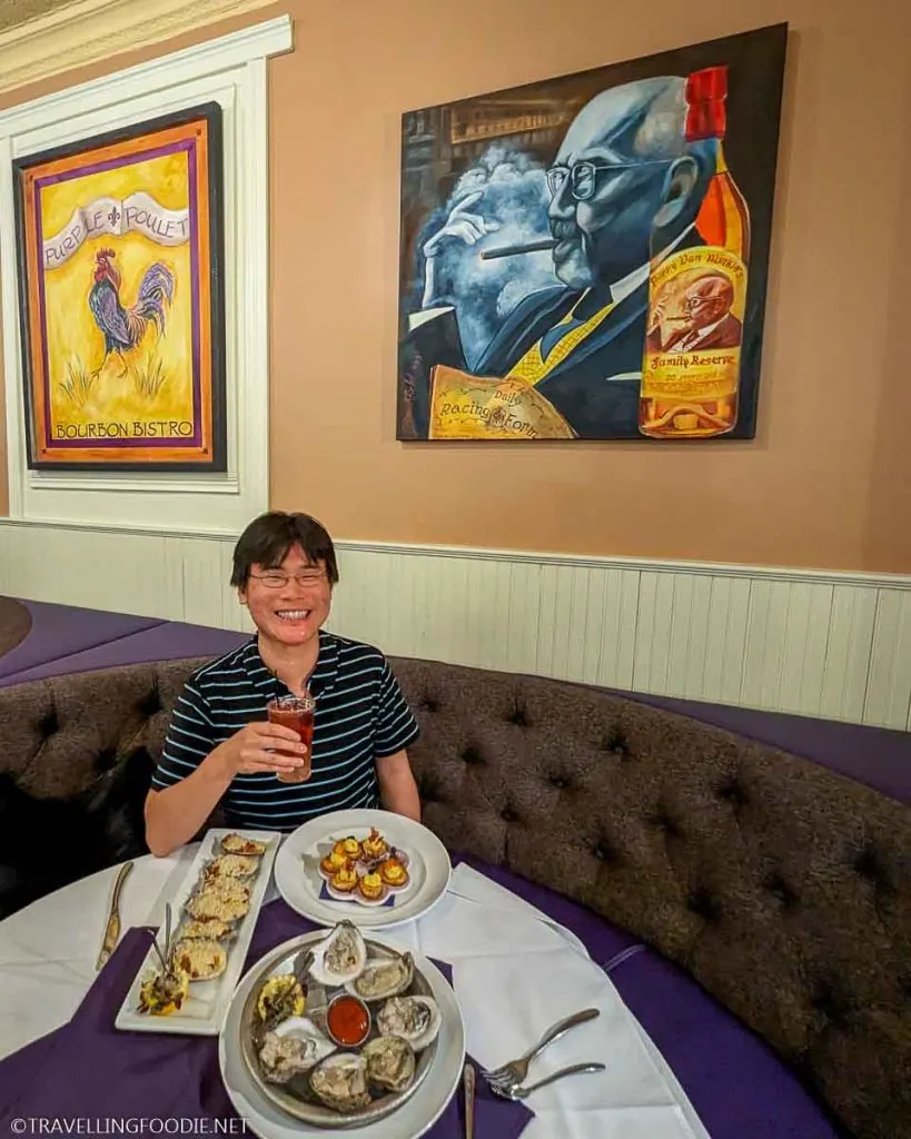 Travelling Foodie Raymond Cua enjoying Southern food dinner at The Purple Poulet in Newport, KY