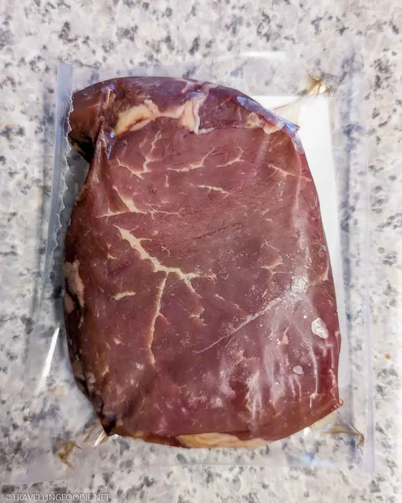 227 grams raw striploin steak