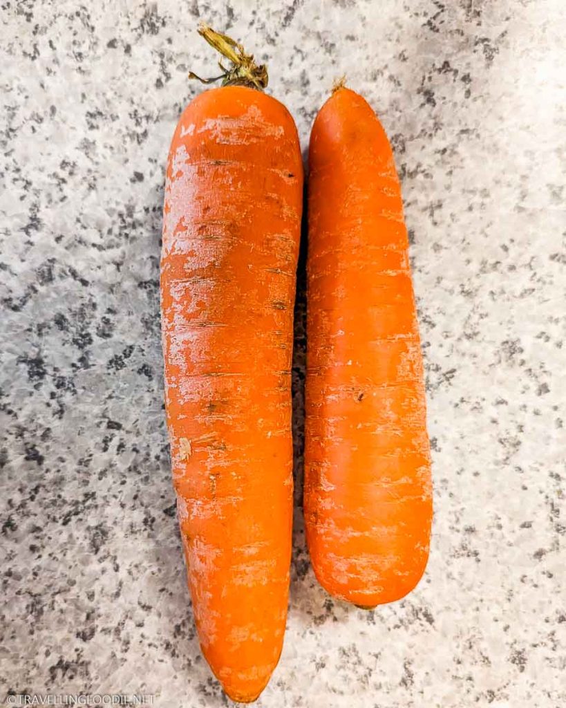 Two pieces of raw carrot