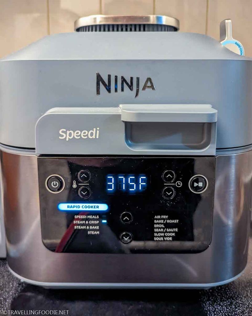 Ninja Speedi set to Steam & Crisp at 375F