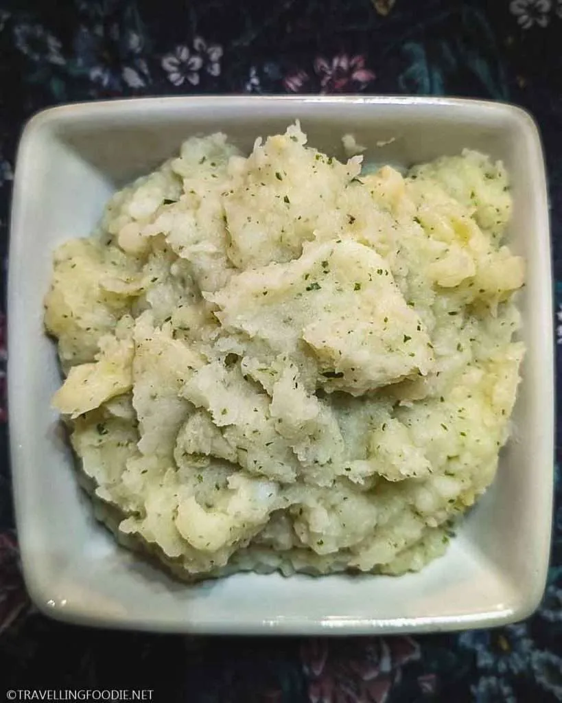 Buttery mashed potatoes with parsley, garlic, salt, pepper