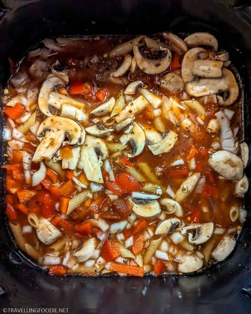 Cooked Penne Pasta with Spicy Arrabbiata Tomato Sauce