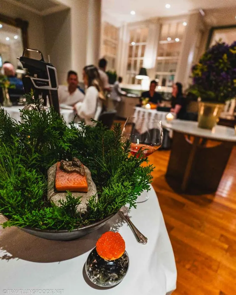 Fish course at Langdon Hall Country House in Cambridge, Ontario