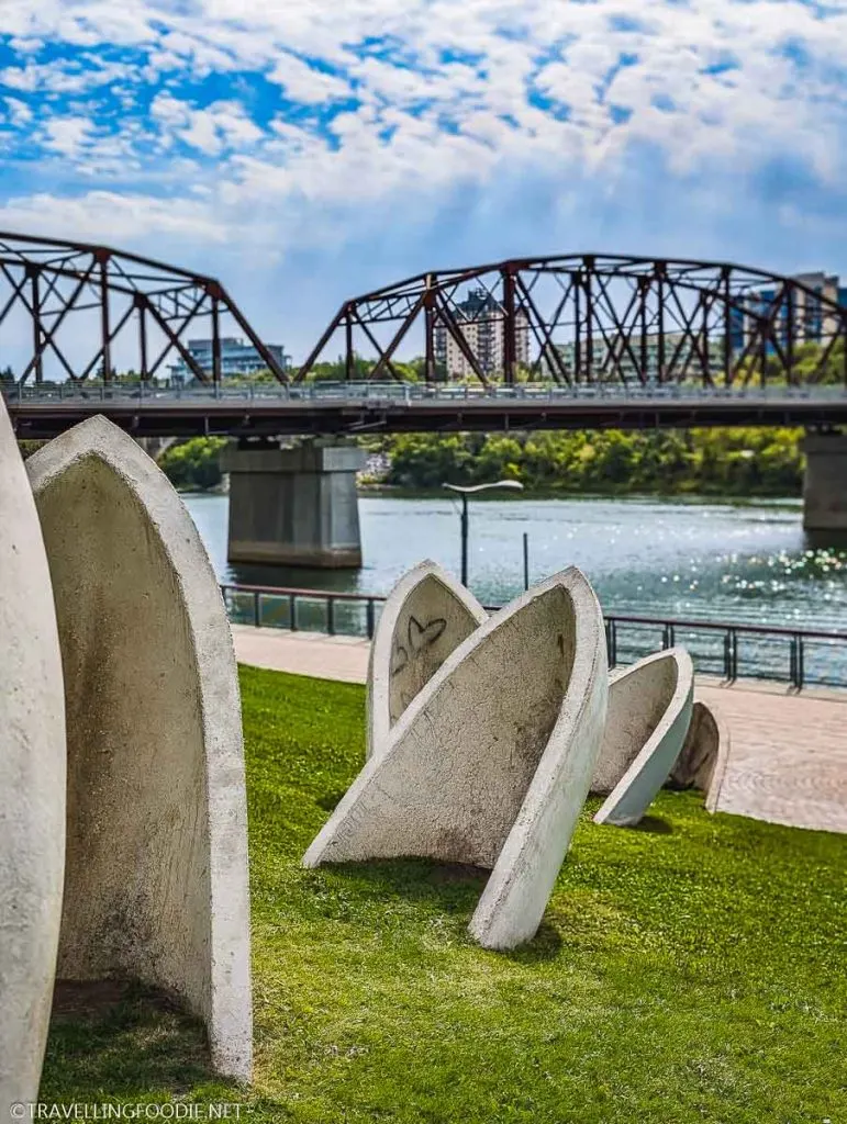 Saskatoon River Front with Cement Boats