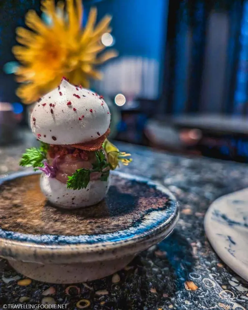 Chicken Liver Pate Macaron at Aniar in Galway, Ireland