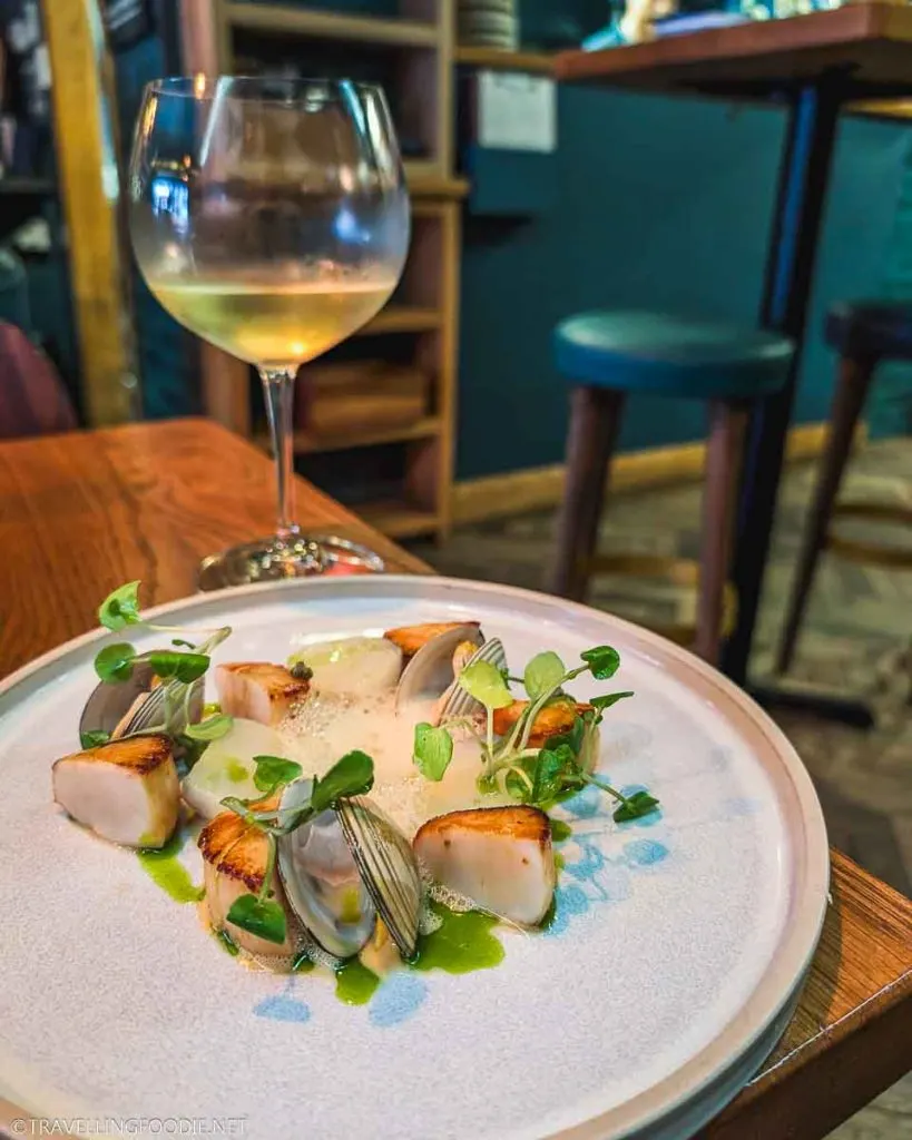 Scallop with Surf Clams and White Wine at Darog Wine Bar in Galway, Ireland