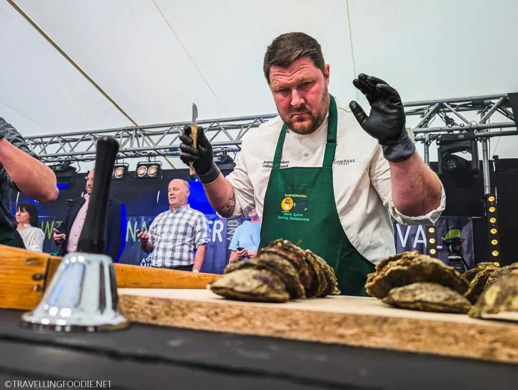 Chef Jesper Molgard Knudsen at World Oyster Opening Championships in Galway