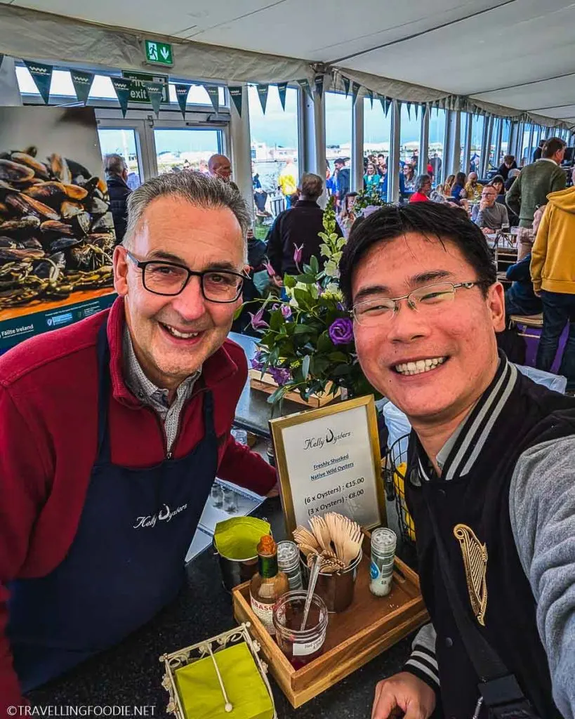 Travelling Foodie Raymond Cua and Kelly Oysters Farmer at Galway International Oyster and Seafood Festival
