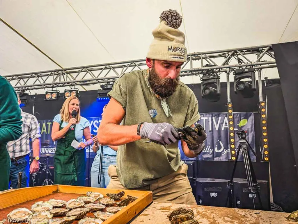 Shucker Contestant at Galway International Oyster and Seafood Festival