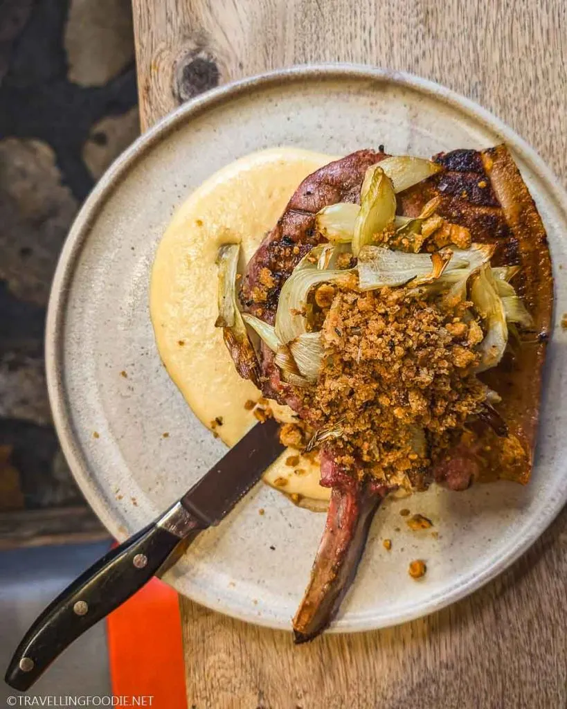 Andarl Pork Chop with apple crema at Kai in Galway, Ireland