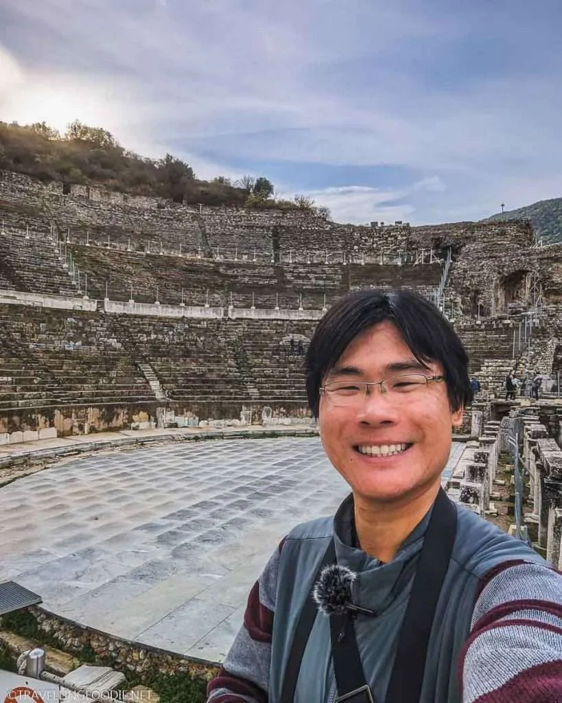 Travelling Foodie Raymond Cua selfie at The Great Theater in Ephesus Ancient City in Turkey