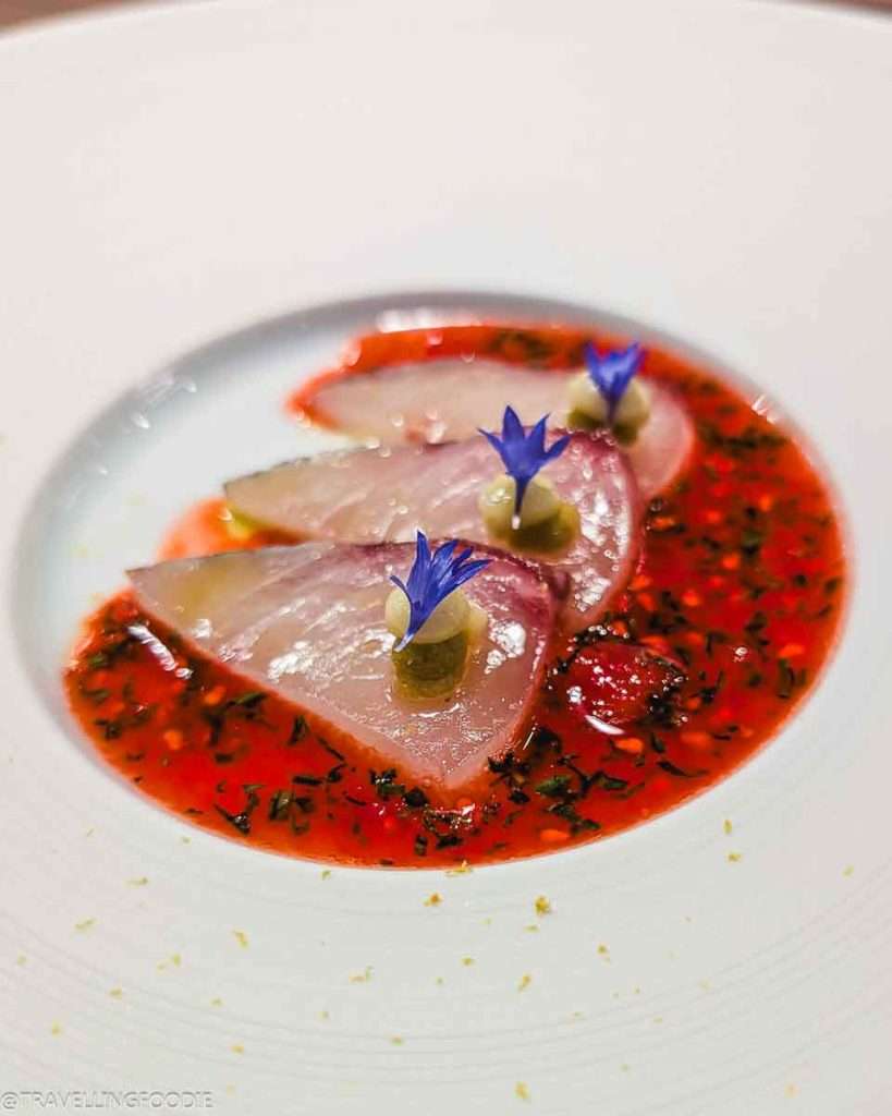 Fish and Tomato Course at Moonrise, One Michelin Star Restaurant in Dubai