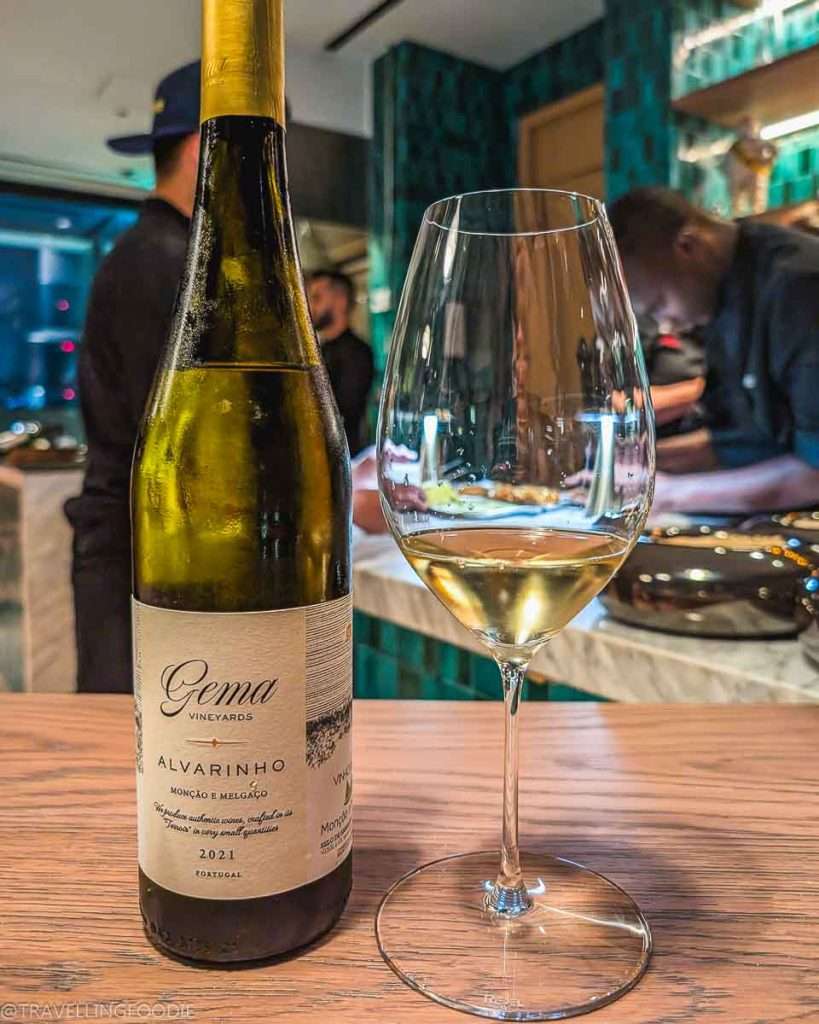 Portuguese White Wine at Moonrise, One Michelin Star Restaurant in Dubai