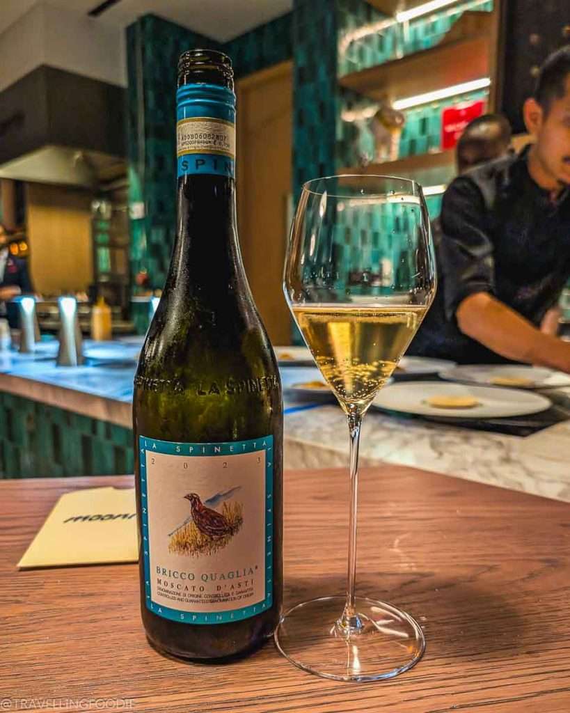 Italian white wine at Moonrise, One Michelin Star Restaurant in Dubai