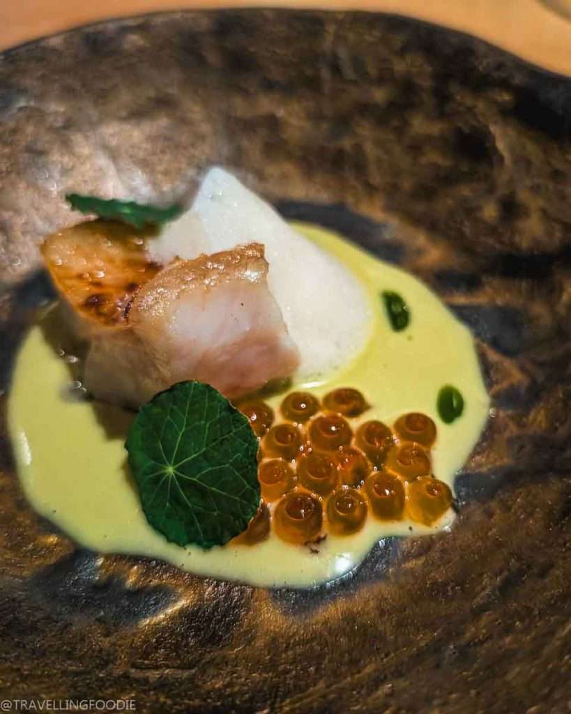 Fish Course at Smoked Room, One Michelin Star Restaurant in Dubai
