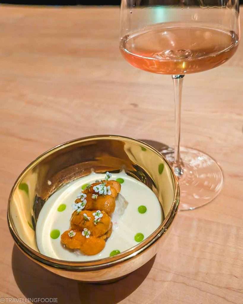 Japanese Steamed Egg Custard with Orange Wine at Smoked Room, One Michelin Star Restaurant in Dubai