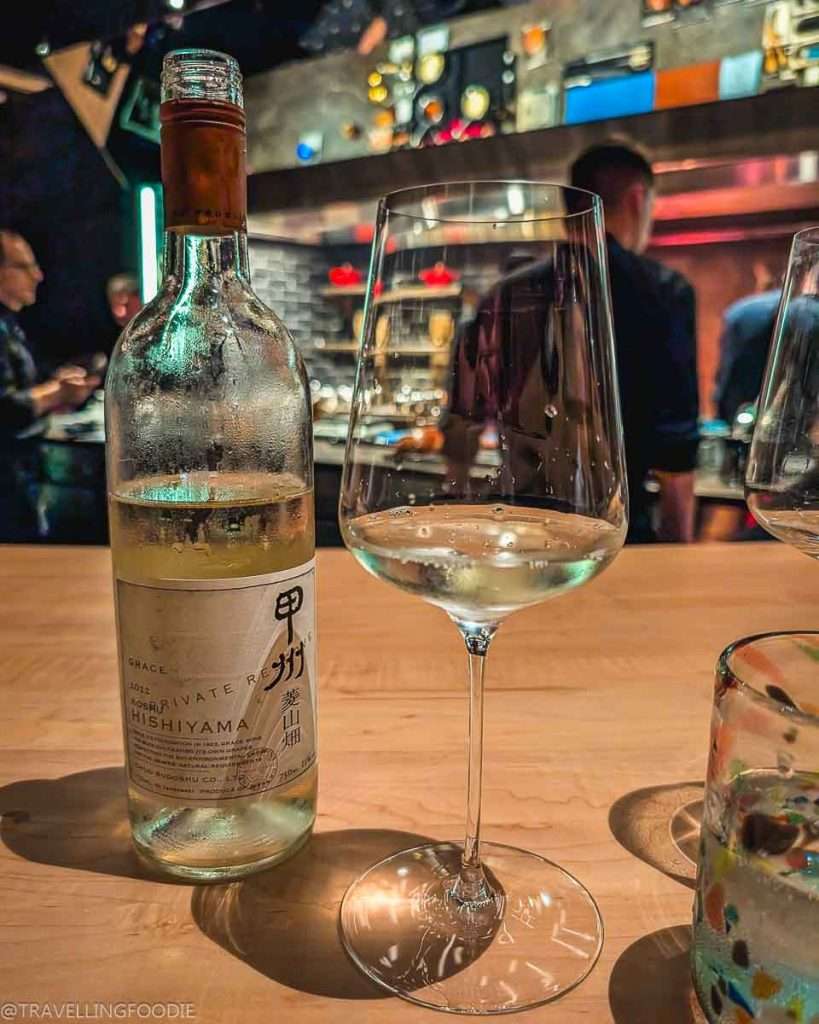 Japanese White Wine at Smoked Room, One Michelin Star Restaurant in Dubai