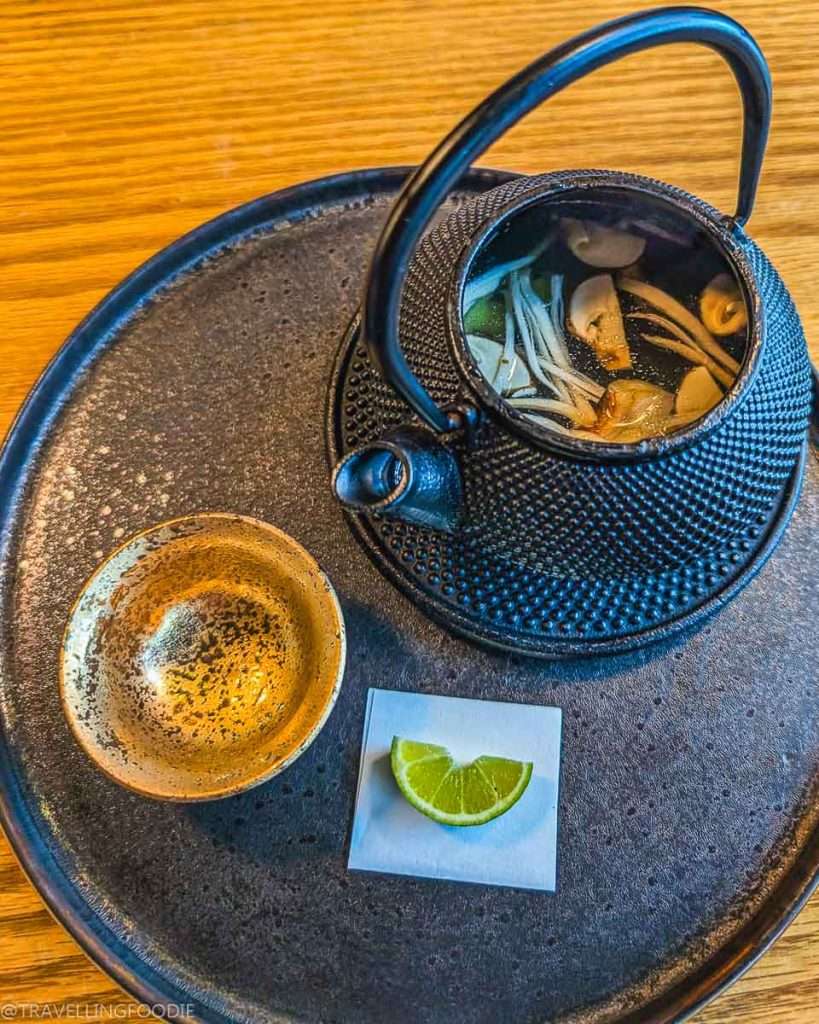 Teapot-steamed Mushroom Broth at TakaHisa, Michelin Guide Recommended Restaurant at Banyan Tree Dubai Hotel