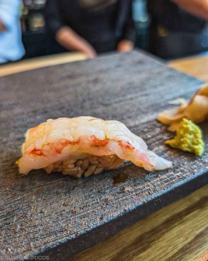 Botan Ebi Nigiri at TakaHisa, Michelin Guide Recommended Restaurant at Banyan Tree Dubai Hotel