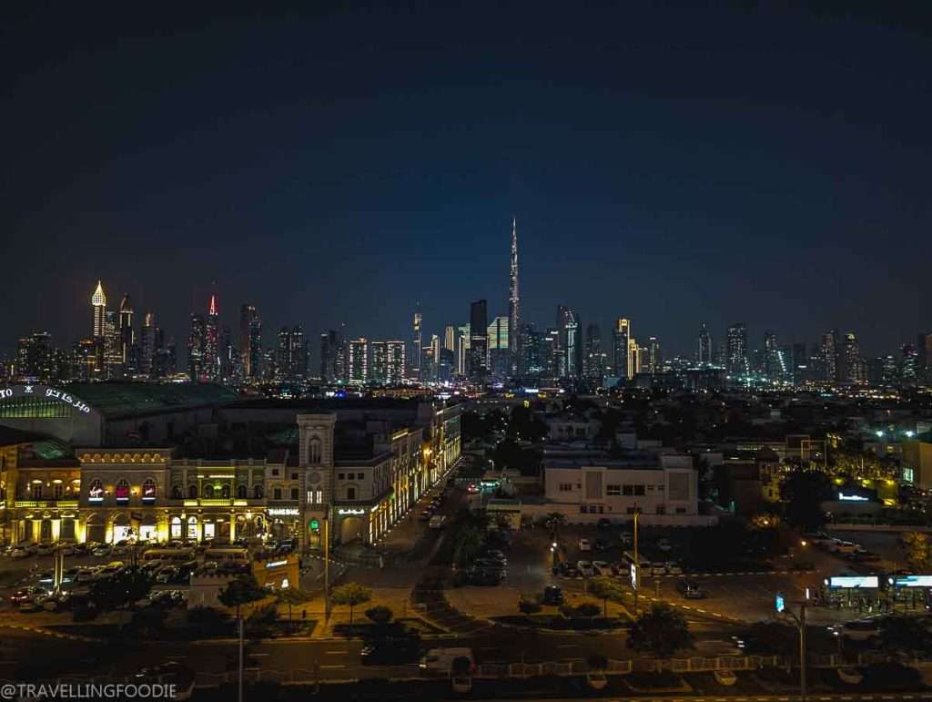 Dubai Skyline at Tasca, One Michelin Star Portuguese Restaurant, at Mandarin Oriental Jumeira Dubai