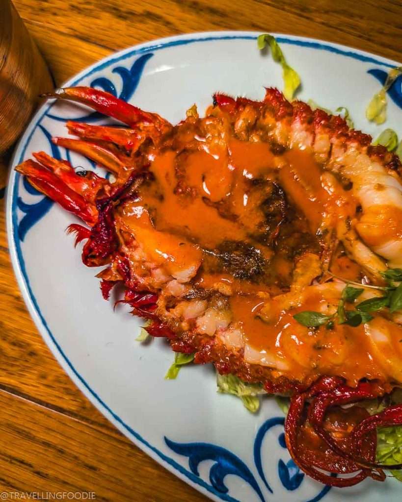 Carabineros Shrimp at Tasca, One Michelin Star Portuguese Restaurant, at Mandarin Oriental Jumeira Dubai