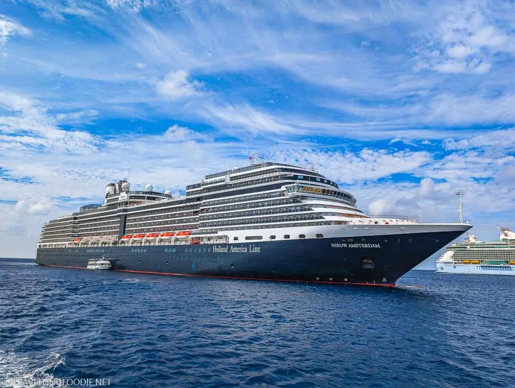 Tender boat on Holland America Line Nieuw Amsterdam Ship at George Town, Cayman Islands