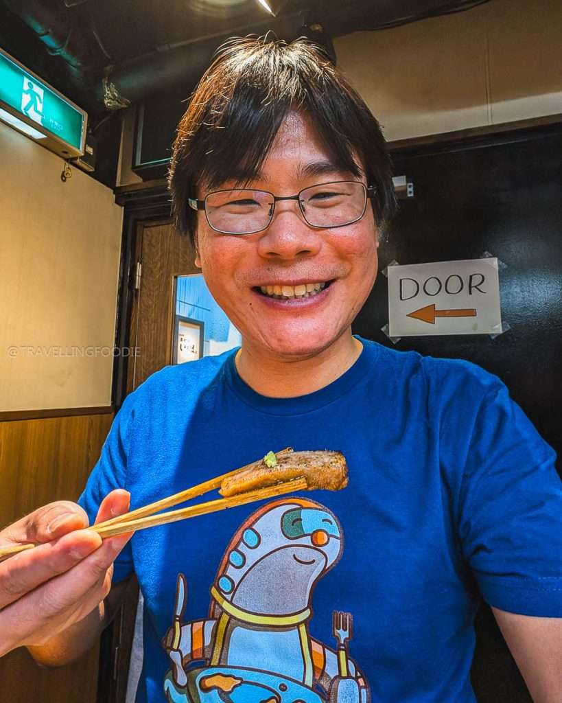 Travelling Foodie Raymond Cua enjoying beef cutlet at Gyukatsu Ihora in Ikebukuro