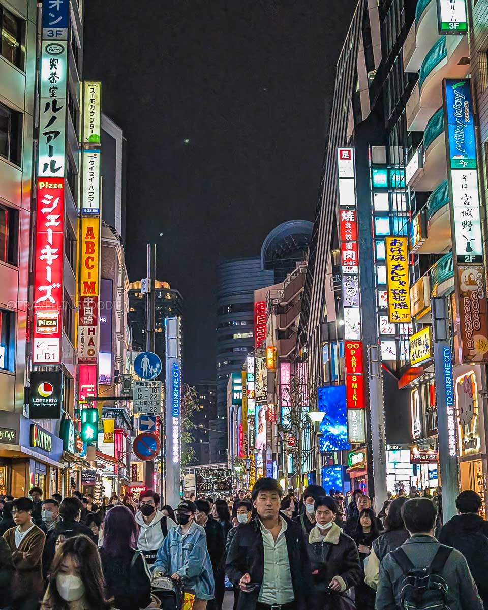 Bustling nightlife at Ikebukuro