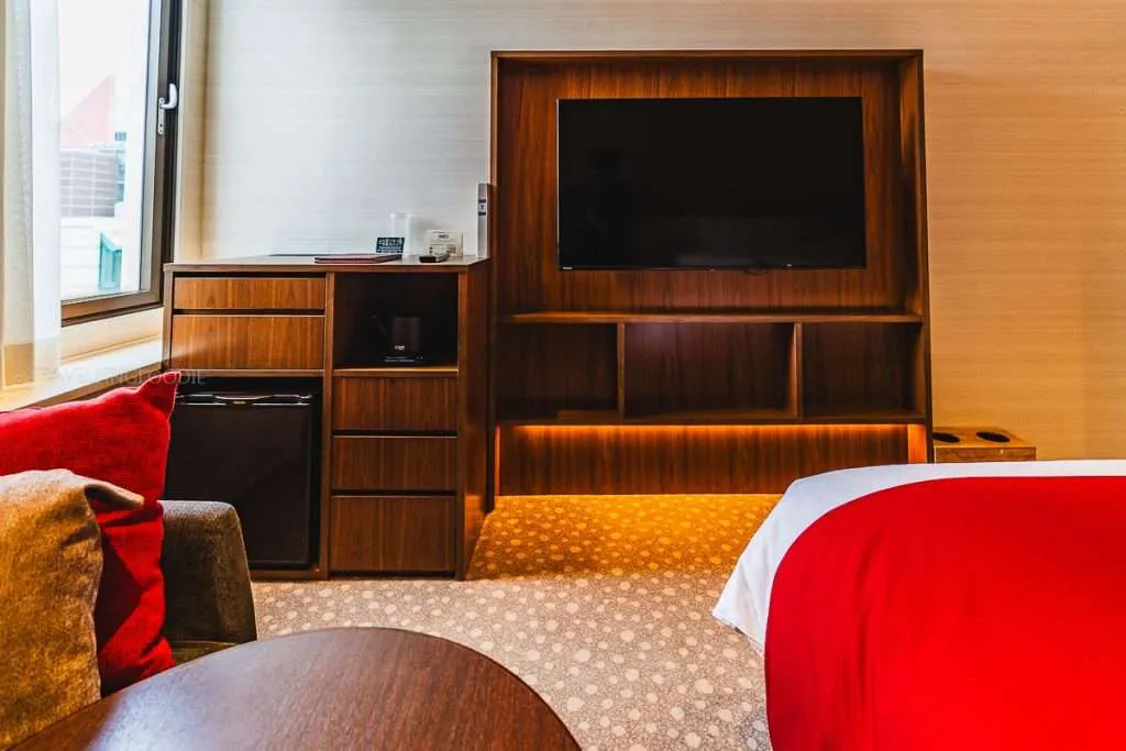 TV and Fridge in the bedroom at 3-star hotel in Tokyo