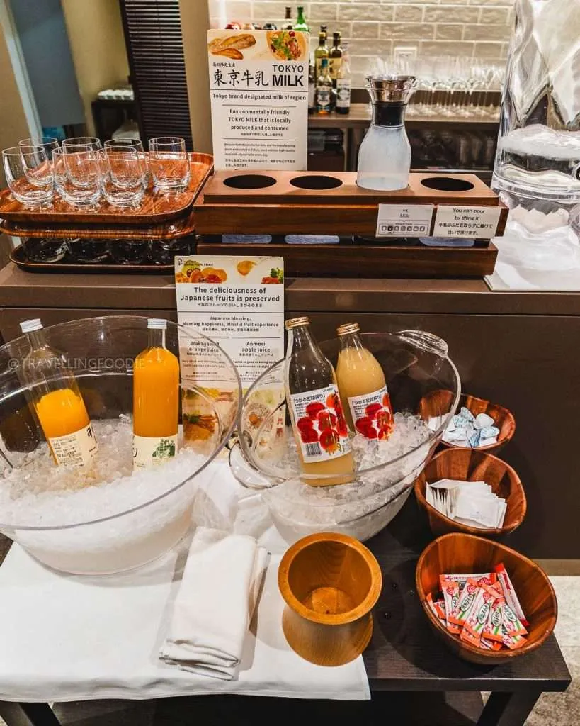 Milk and Juice Station for buffet at The Dining at Shiba Park Hotel in Tokyo