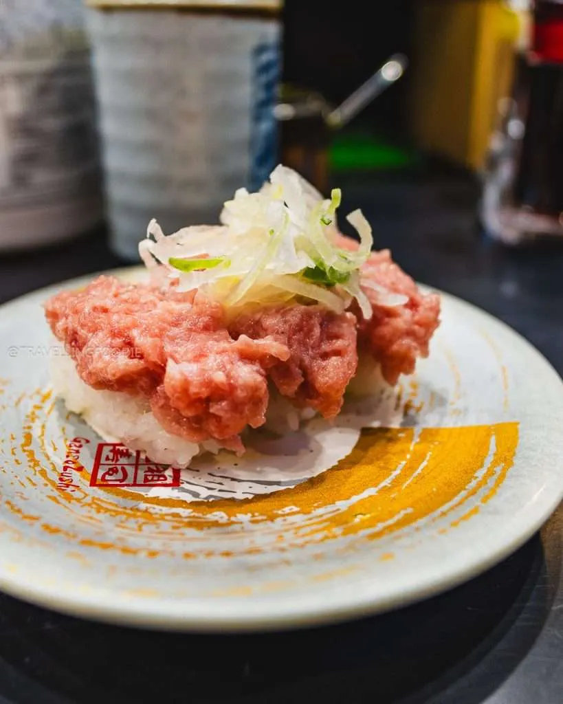 Negitoro Nigiri at ToToToRiTon Sushi Go Round, one of the best restaurants in Shinjuku