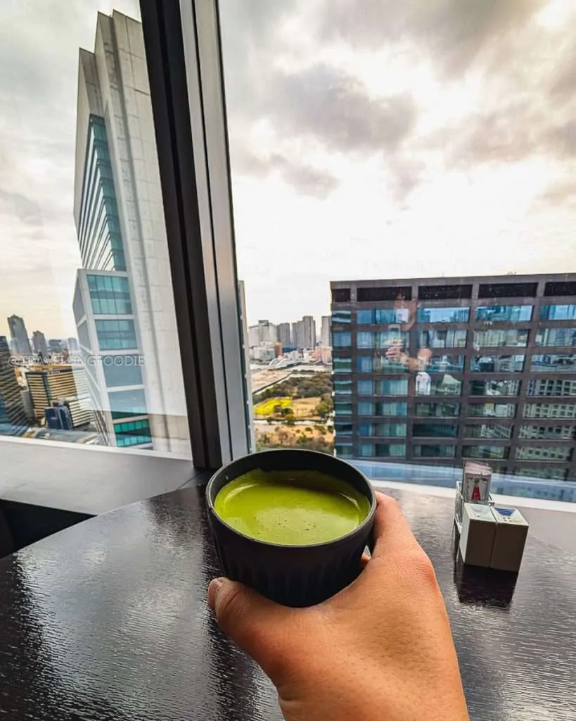 Matcha Latte at ART Colours Dining at one of the Michelin Guide hotels in Tokyo