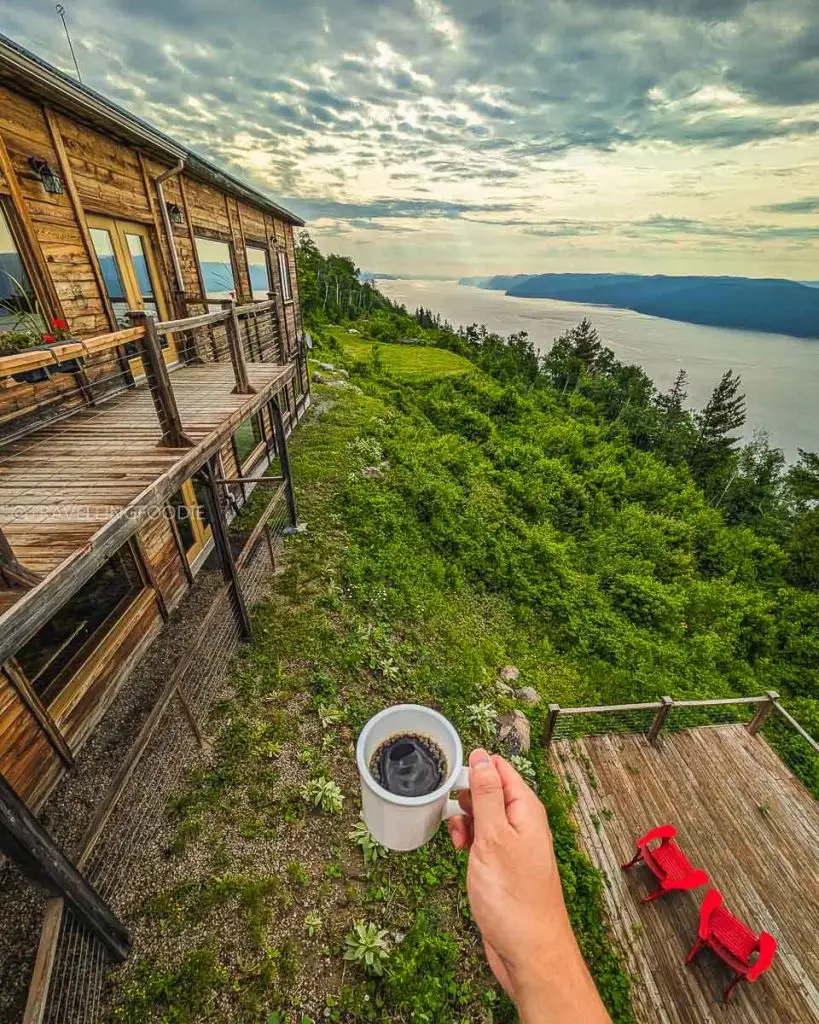 Morning Coffee with Fjord View at Auberge du Cap au Leste - Saguenay Quebec